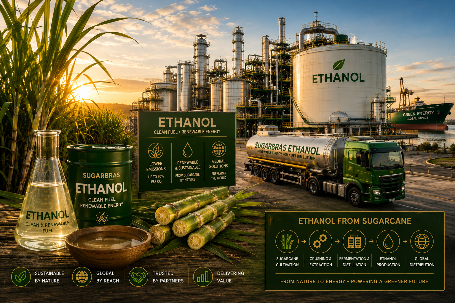 Brazilian ethanol production and international distribution